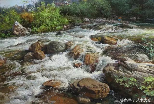 朝鲜风格人物村庄的油画,朝鲜张元吉写实油画人物作品欣赏