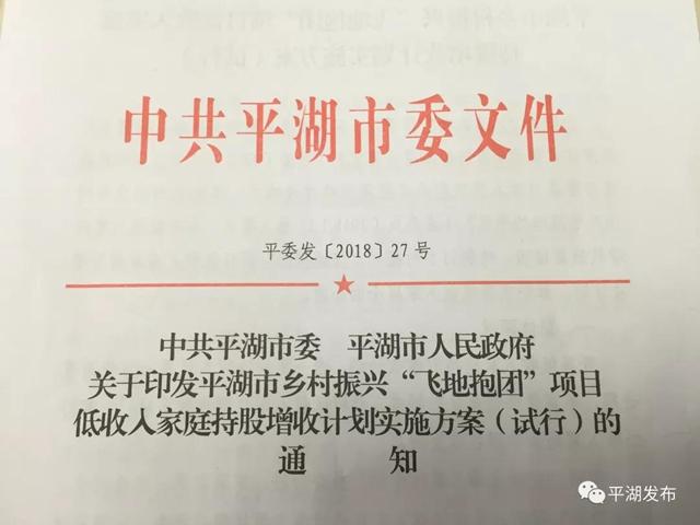 全国首创！平湖助力低收入家庭入股“飞地抱团”项目