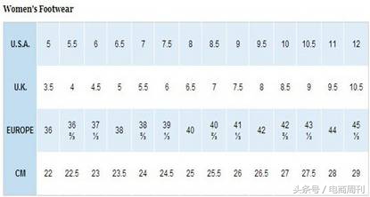 usa鞋子尺码表,美国tb鞋子尺码表