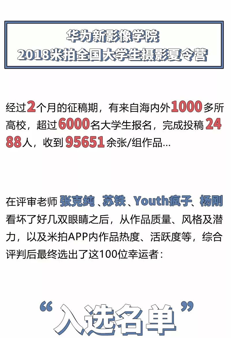 这个夏天，100位年轻的摄影师在这里C位出道！