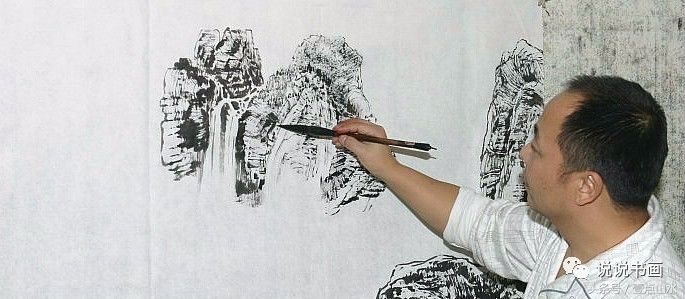 一整幅山水画画法教学a4纸,泼墨山水画技法竖幅