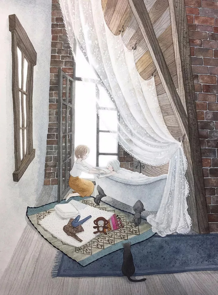 手绘妈妈和女儿的日常生活，温暖而感人