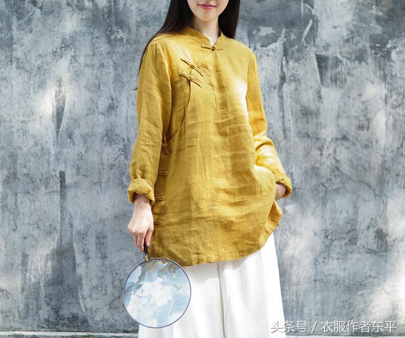 中式复古盘扣上衣中长款,改良中国风中式盘扣上衣
