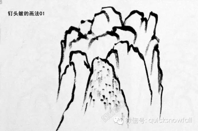 山水画斧劈皴山石画法,阿金山水画技法山石画法
