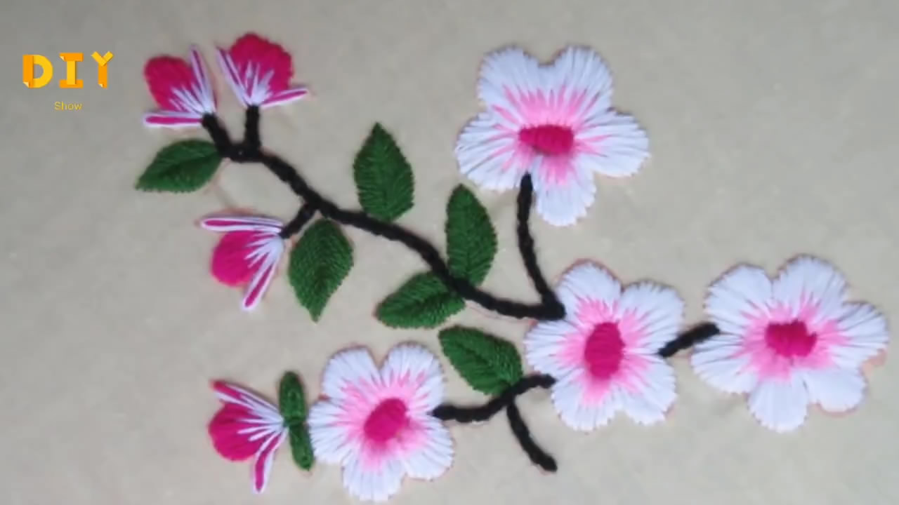 简单的樱花刺绣图,樱花刺绣教程