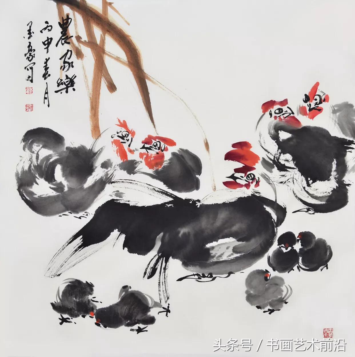 独具一格写意人物毛笔画,墨豪画鸡独具一格