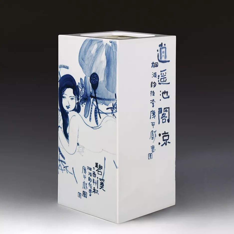 古涧一枝梅,梅兰竹菊手绘釉上彩瓷板画