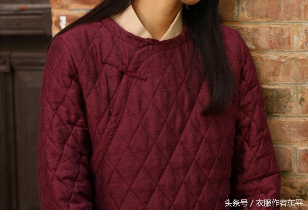 中国风中长款加大棉服裁剪与制作,棉麻棉衣冬季长款时尚原创款