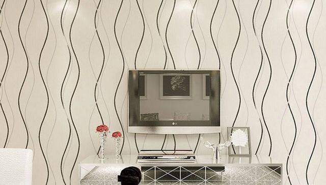 客厅壁纸装修效果图,咖色壁纸客厅装修图