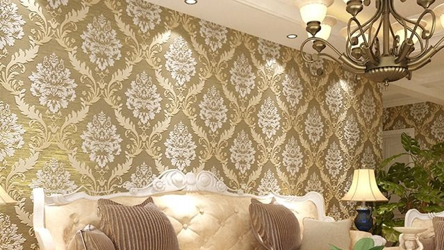 客厅壁纸装修效果图,咖色壁纸客厅装修图