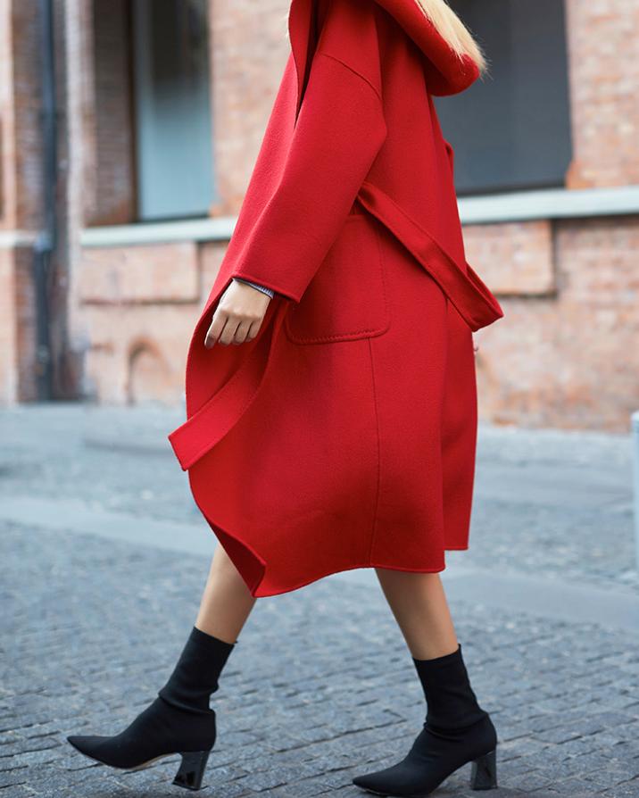 秋冬红色羊绒大衣女,红色大衣推荐秋冬