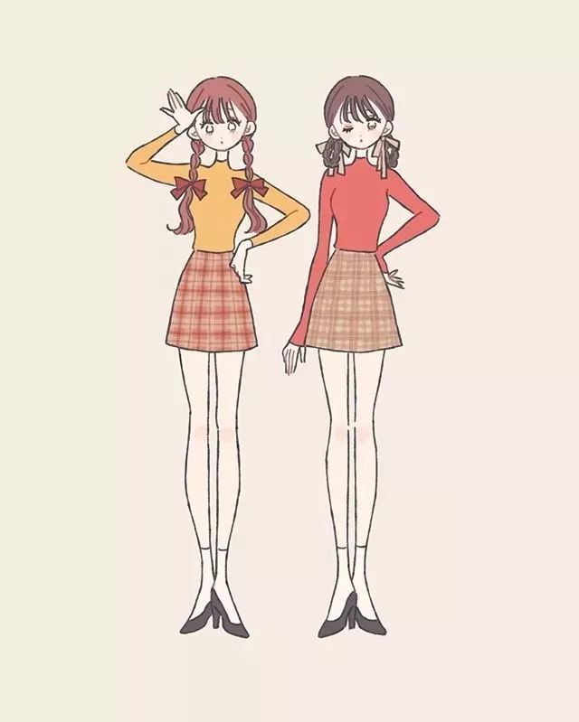 手绘漫画人物的衣服搭配,日系春季搭配手绘漫画