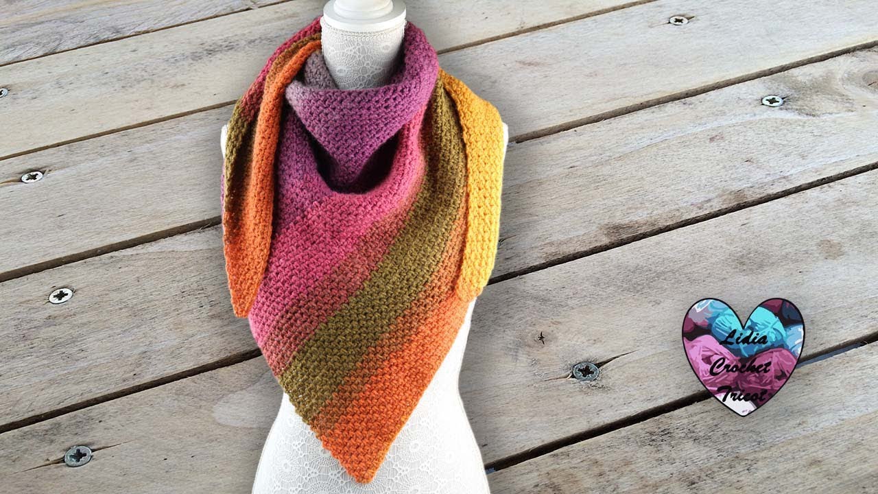 钩针编织三角围巾教程,钩针编织三角围巾视频教程