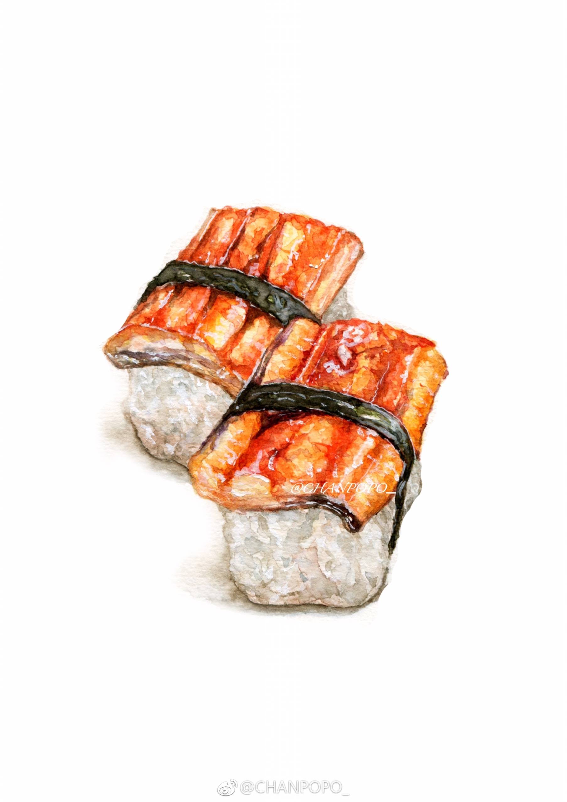 彩铅寿司手绘图片大全,寿司绘画高难度丙烯