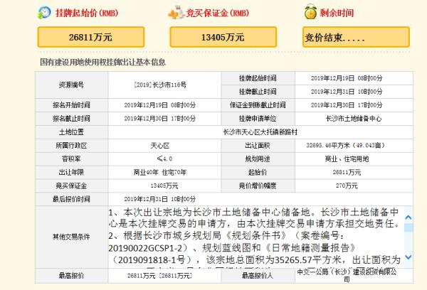 中交竞得城南地块,中交地产长沙雨花区拿地