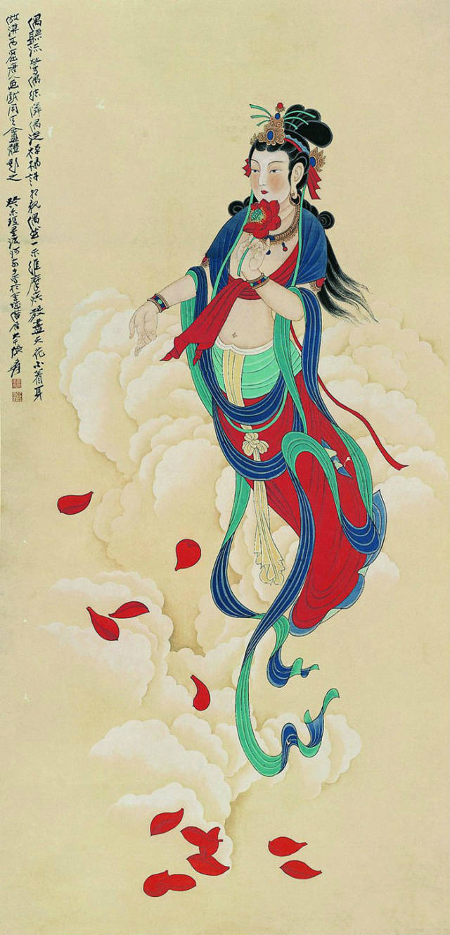 张大千画作美人鹦鹉图,张大千四大美人图真迹