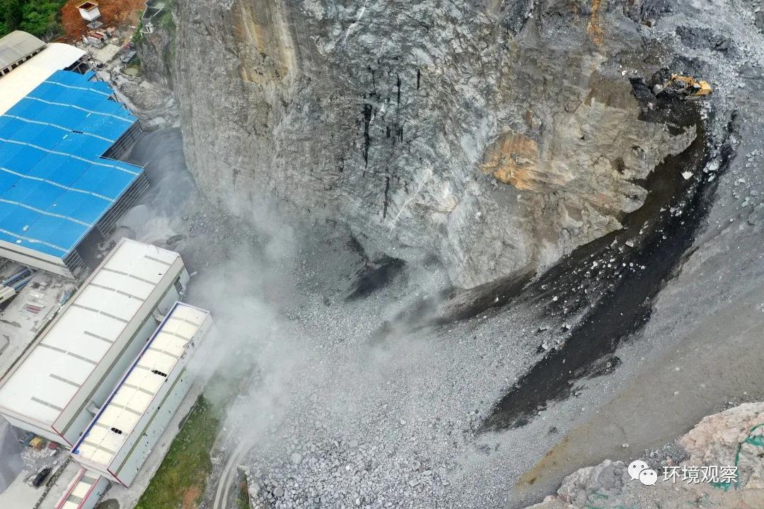 新化西河镇天马采石场,石料厂生产线粉尘大不处理