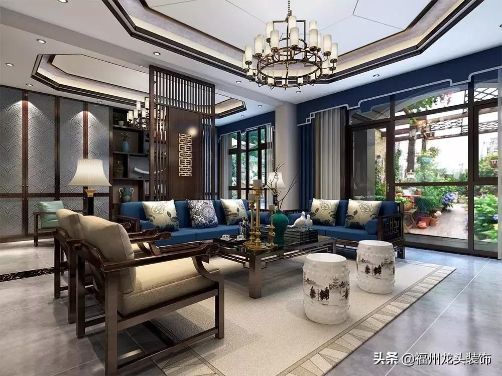 中式客厅大气,红木新中式客厅大气