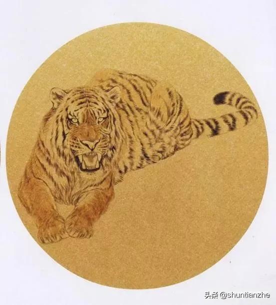 工笔老虎技法教学视频,工笔老虎胸毛的撕毛法