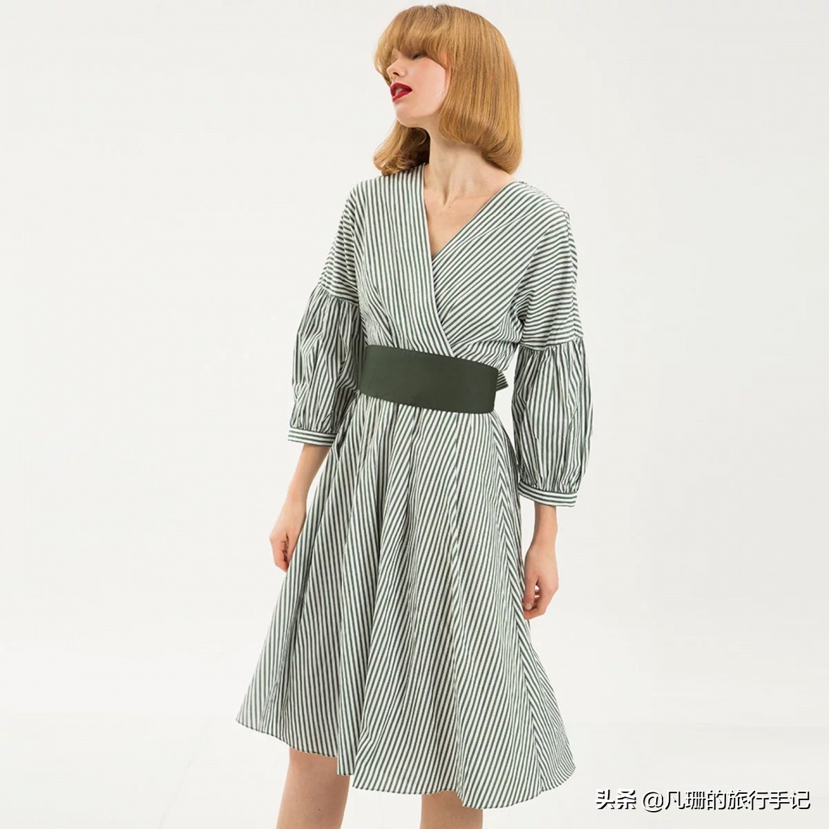 度假风绿色连衣裙,法式桔梗仙女裙​