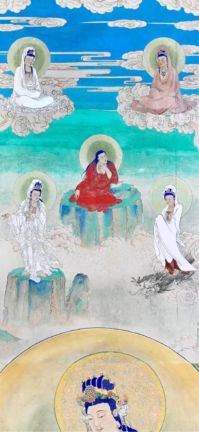 观音菩萨三十二像工笔画,观世音菩萨画像工笔画