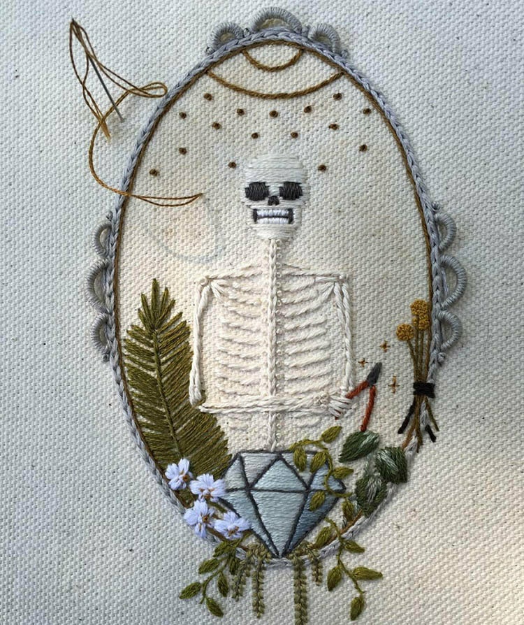 刺绣半袖骷髅,牛仔刺绣骷髅