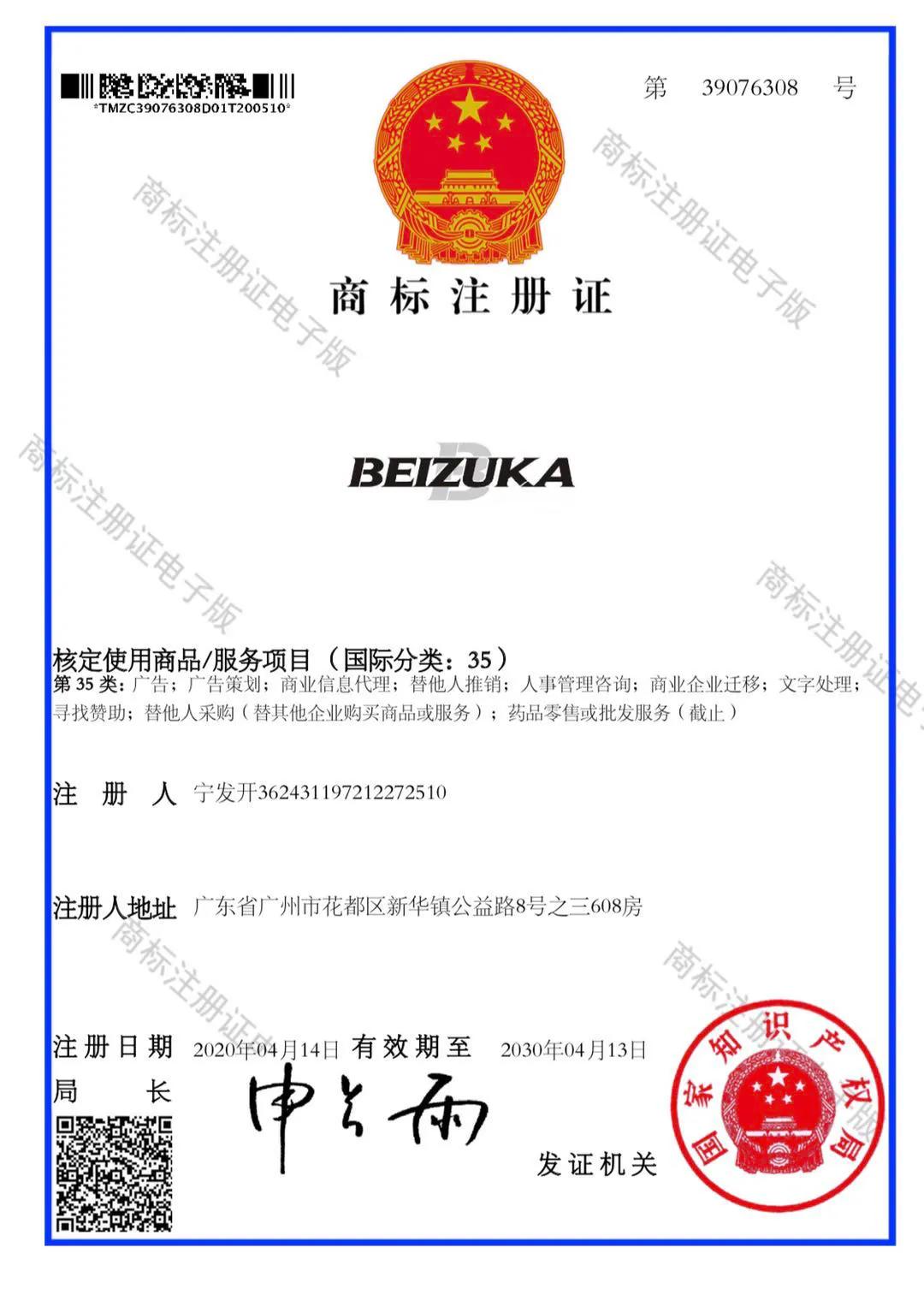BEIZUKA专利产品