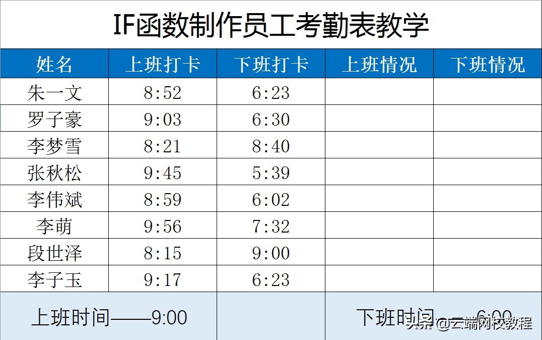 如何用if函数判断早退迟到加班,excel函数怎么设置考勤打卡