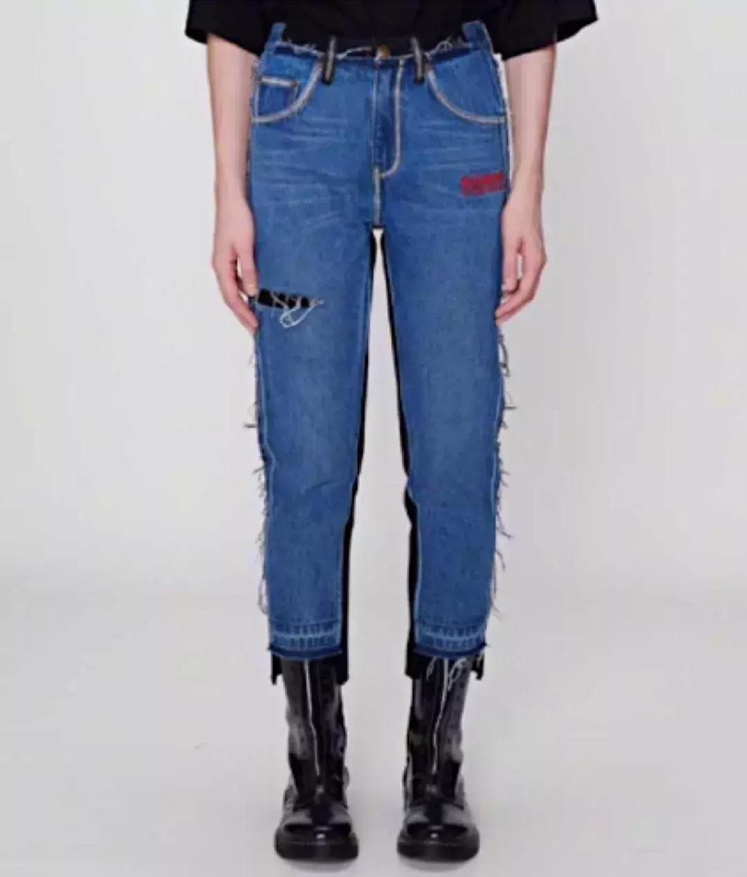 洋气破洞牛仔裤九分牛仔裤,回头率高的破洞牛仔裤