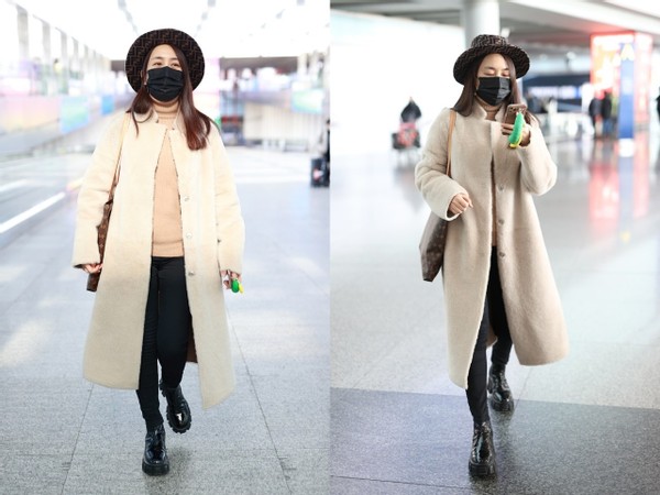 马苏穿衣搭配造型示范,马苏一身黑色的造型时尚大气