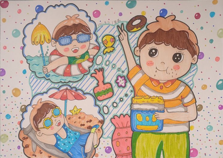 暑假儿童画一年级作品,儿童画合集