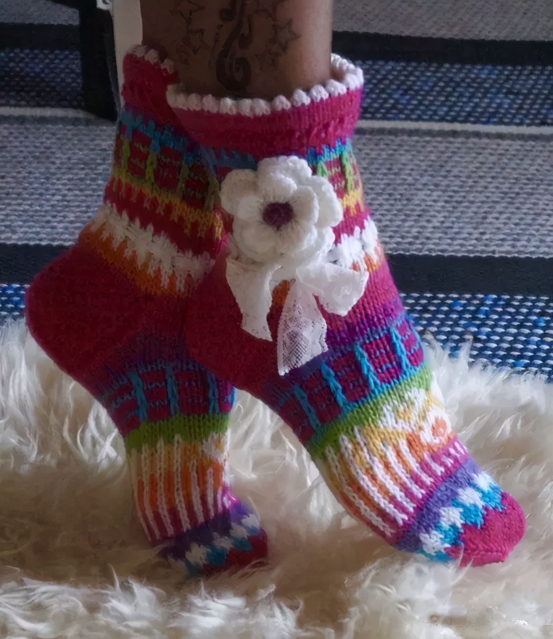 自己织的毛线袜,在家穿的毛线袜怎么织