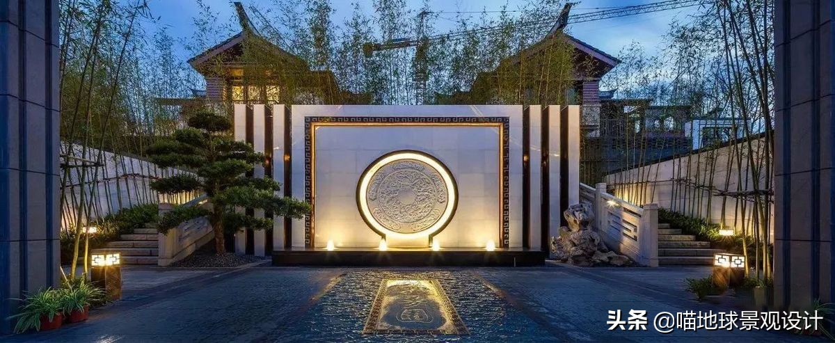 景墙圆形造型价格,简洁欧式庭院景观墙设计