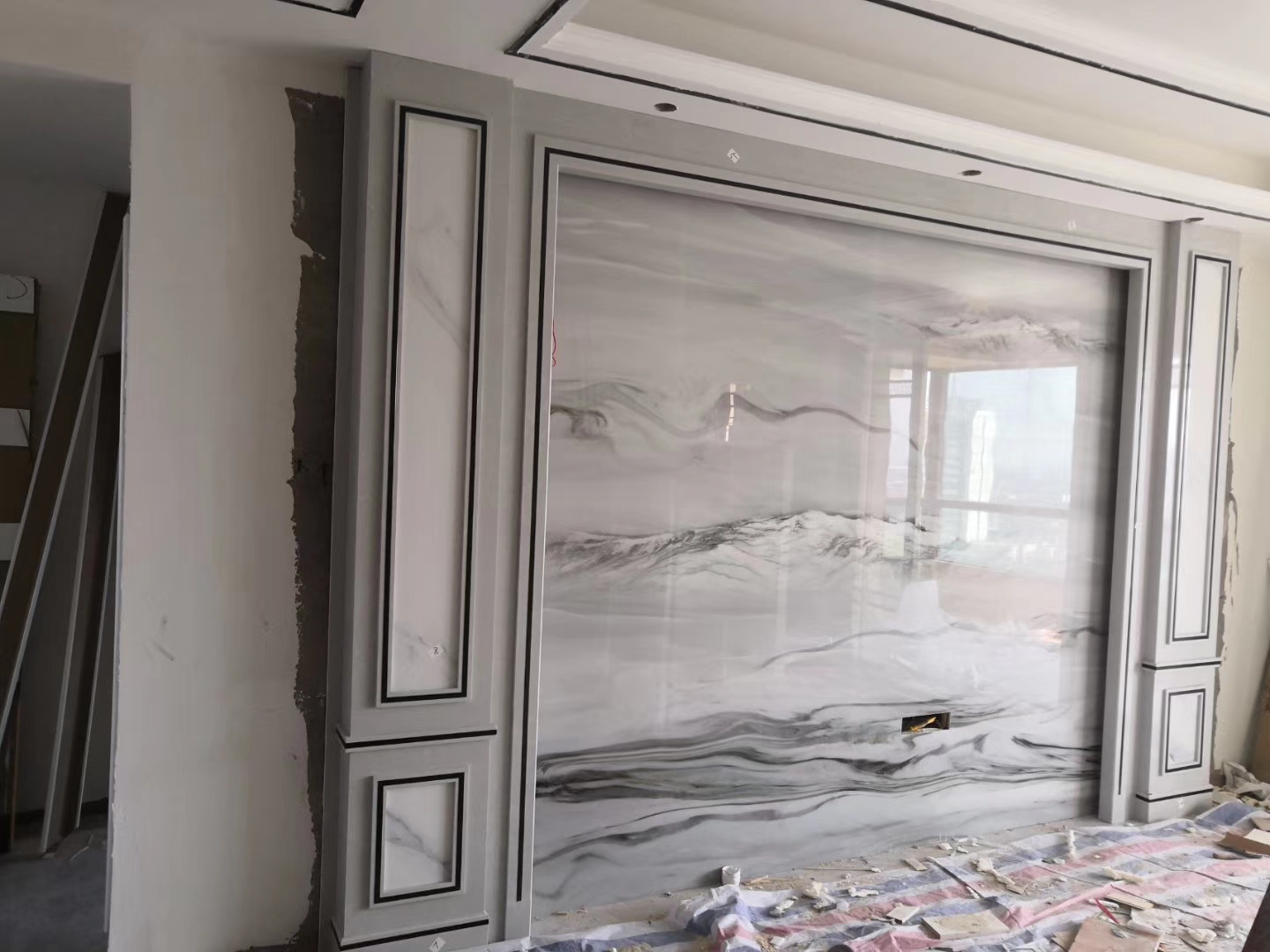 石材背景墙瓷砖颜色搭配效果图,极简大理石瓷砖背景墙效果图