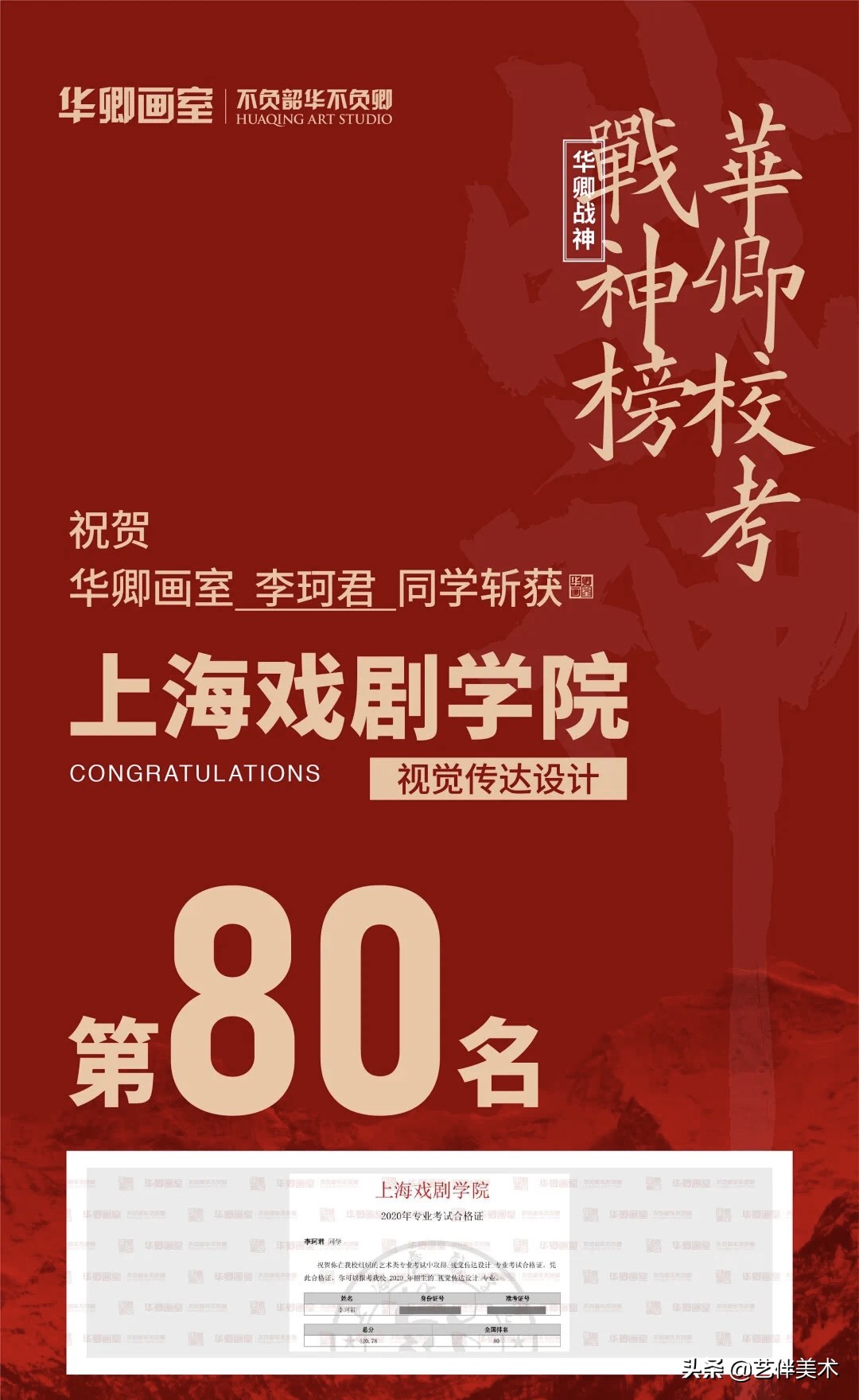 华卿画室—上戏四冠王专访“我想告诉您，我一定不会让您失望的”