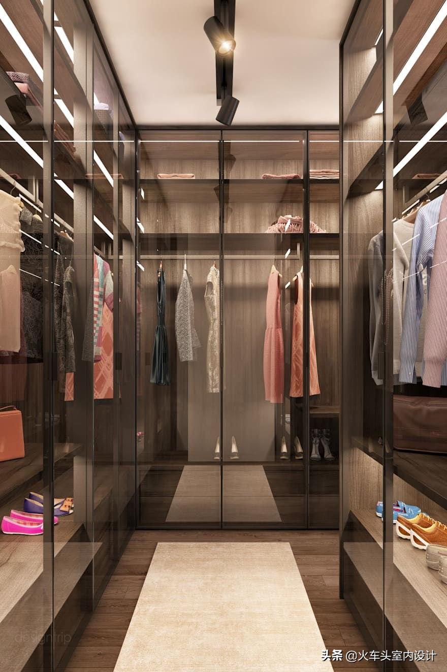 走入式衣帽间设计效果图轻奢风,轻奢简约大气衣帽间