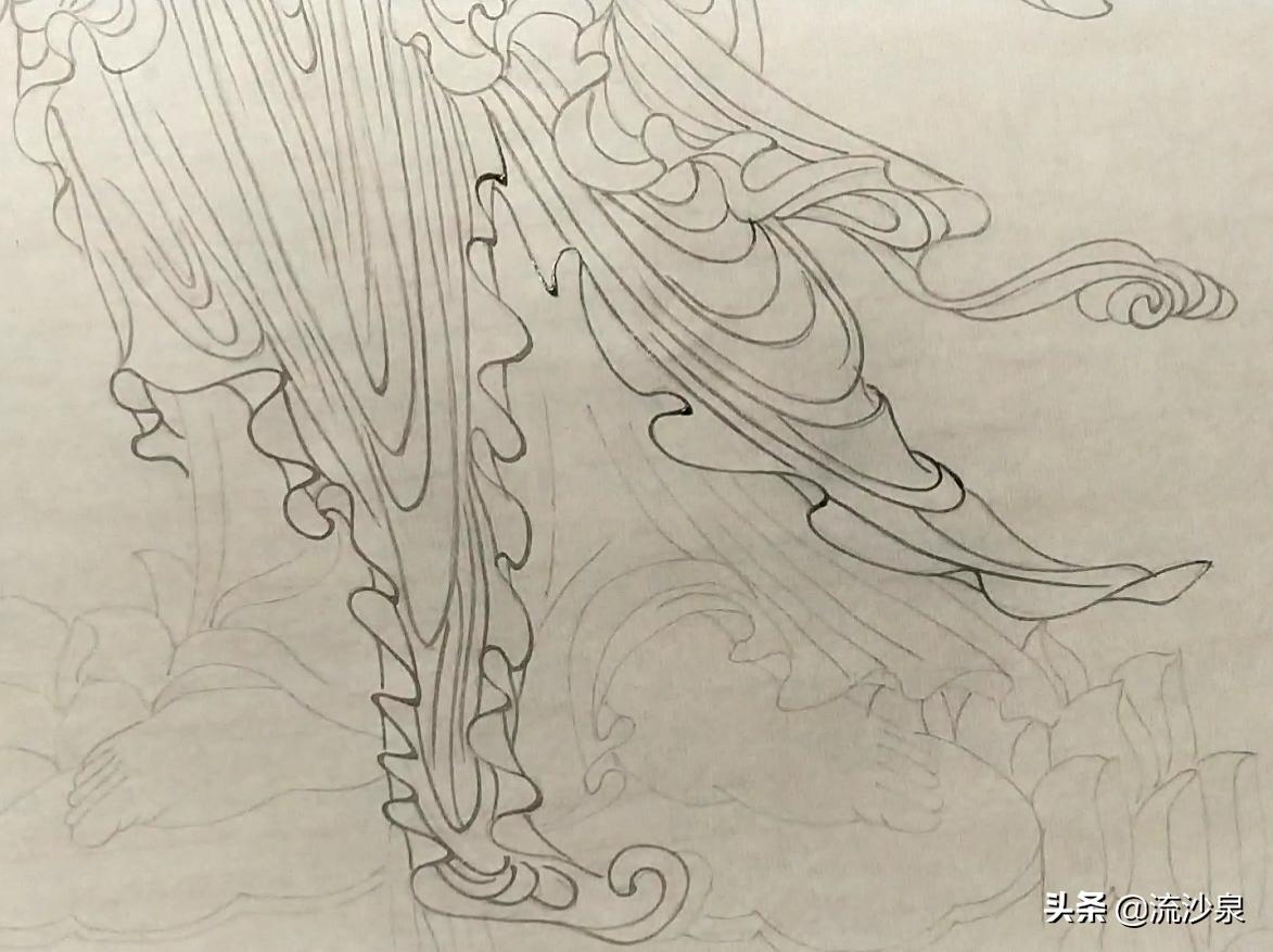 工笔画观音菩萨像背景如何上色,观音菩萨的工笔画面部怎么染色