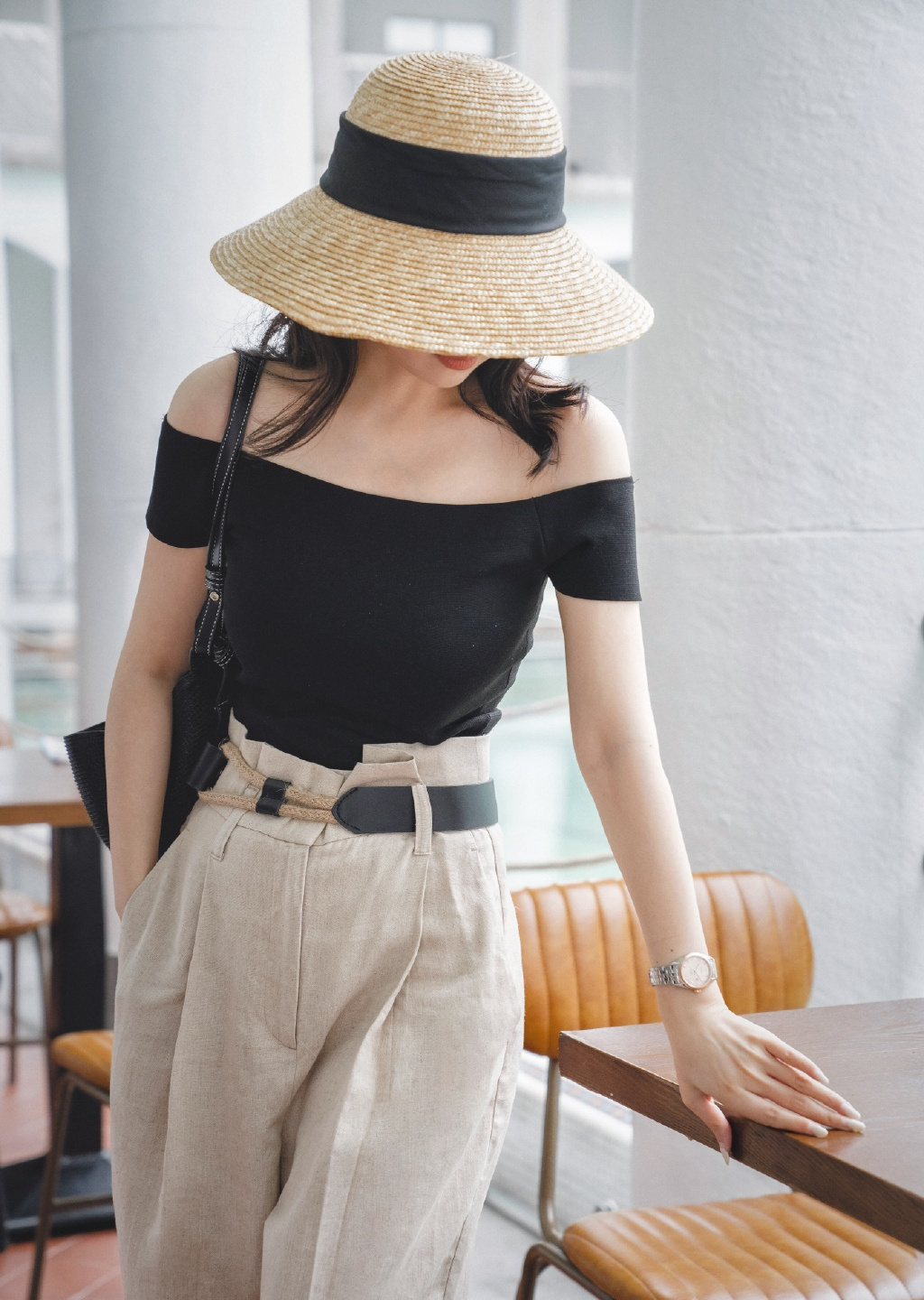 夏日穿搭两件套微胖,夏天穿的一字肩套装