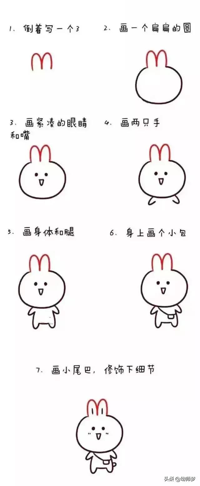 数字画画0到9创意图片简笔画,1-10数字动物简笔画图片大全