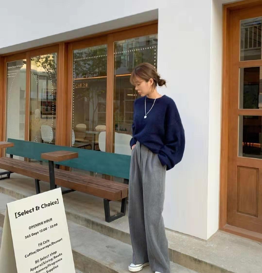 早秋韩系裤子穿搭女,韩系穿搭慵懒风氛围感裤子
