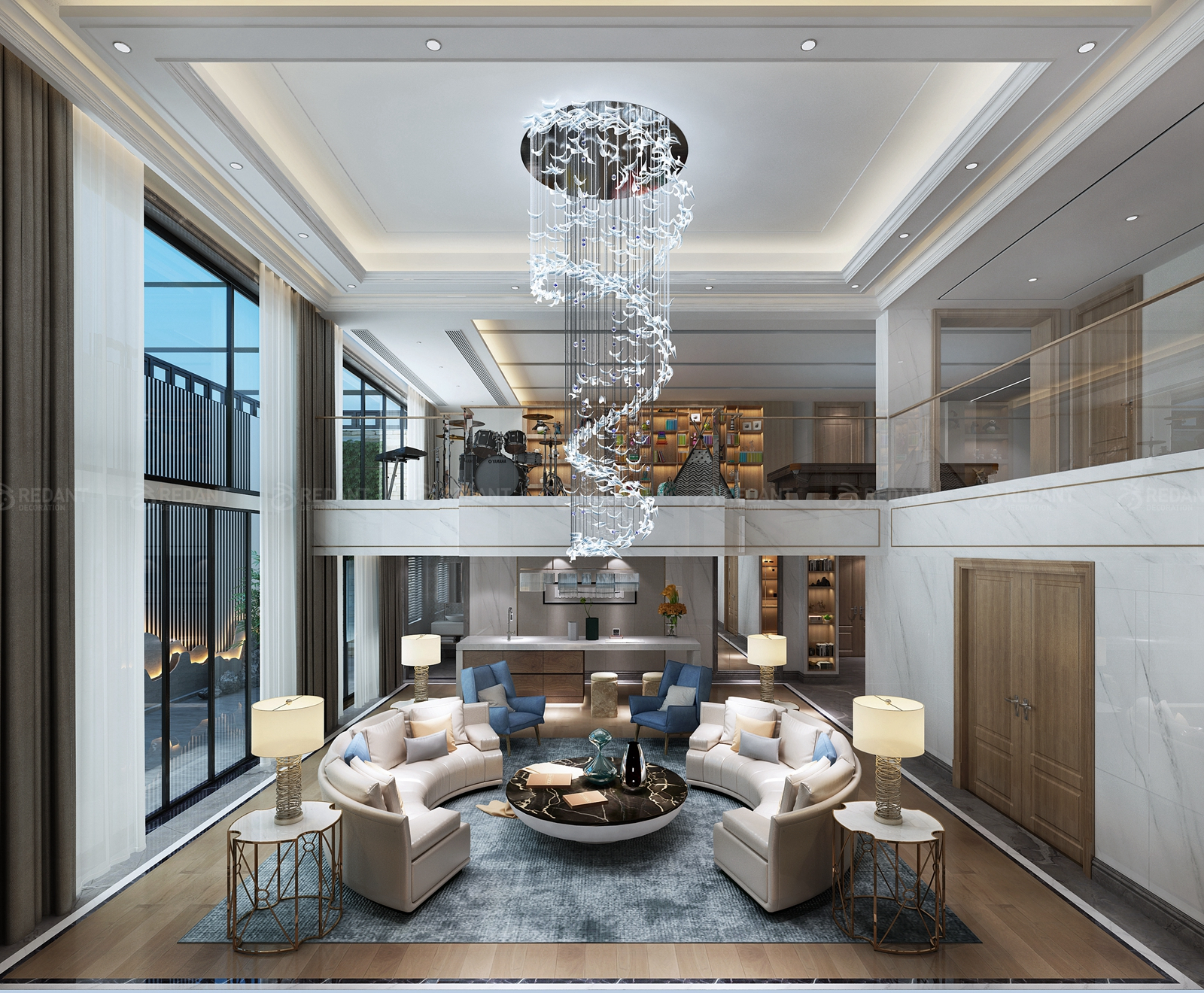 盈峰翠邸联排别墅中户装修效果图,国瑞熙墅联排装修