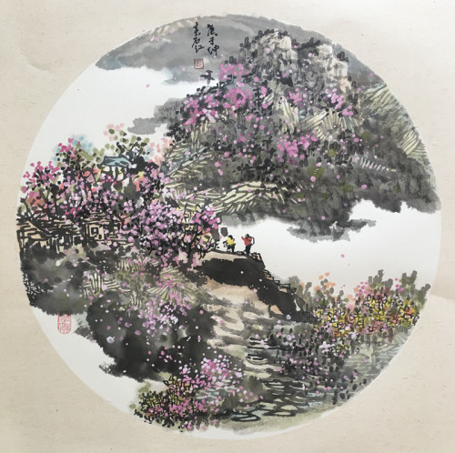 风水重彩山水画,秦岭山水画水墨