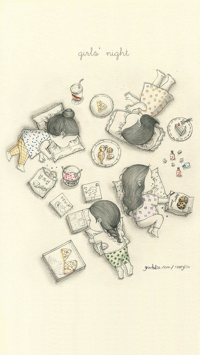 少女与兔子插画,兔子手绘创意插画