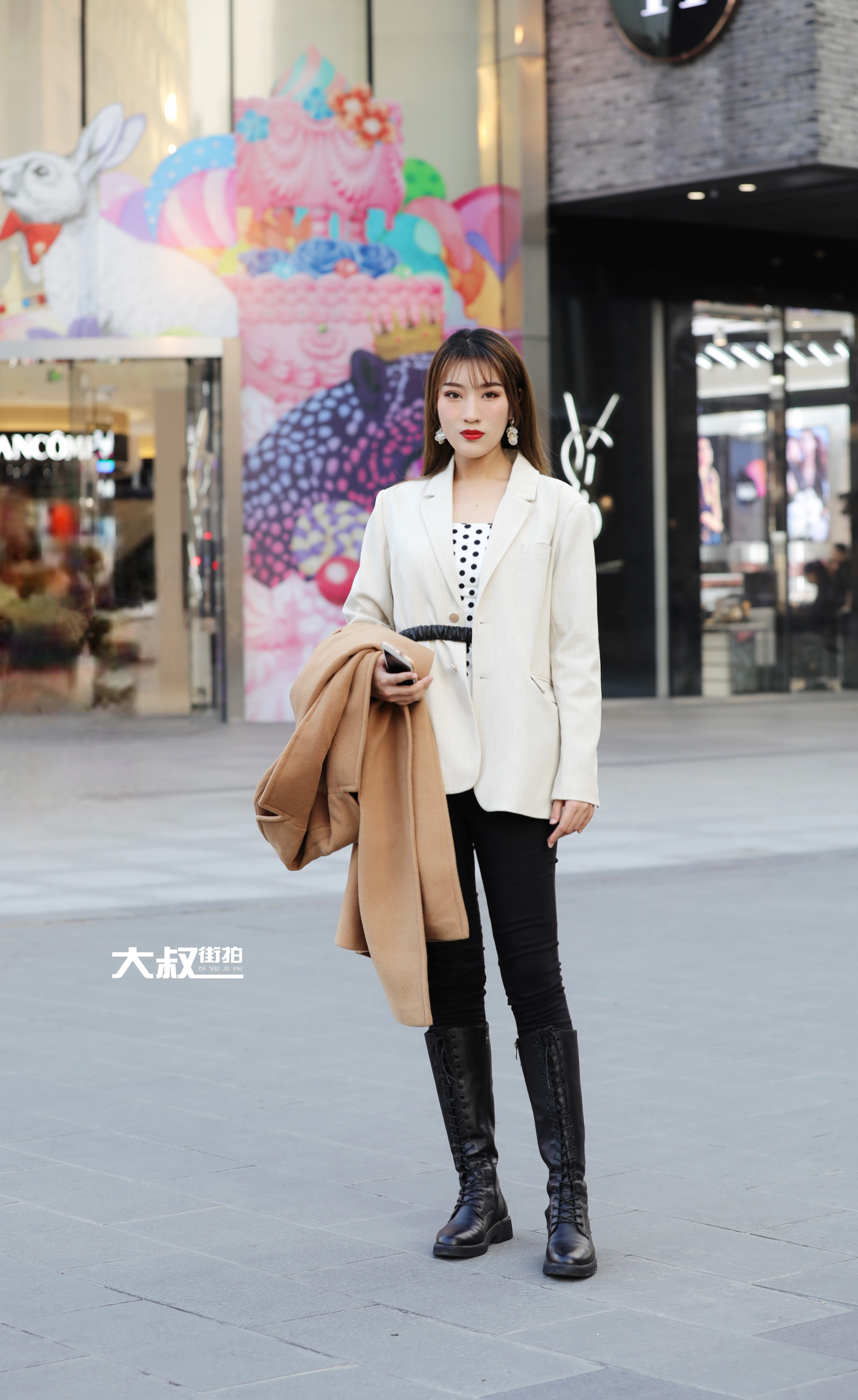 大叔时尚过膝靴,大叔穿黑色高筒雨靴时尚