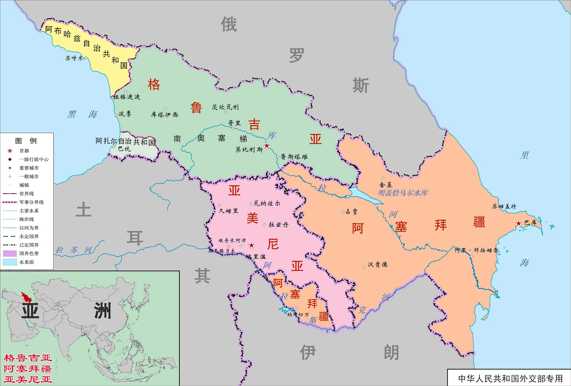 东欧格鲁吉亚地图,格鲁吉亚亚美尼亚阿塞拜疆地图