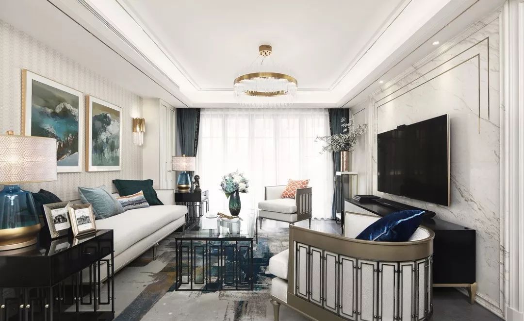 法式轻奢装修140平方横厅,145平法式轻奢风设计