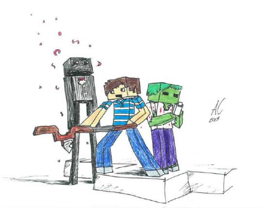 13张出自小学生之手,惊为天人的mc像素画!连数学书都不放过