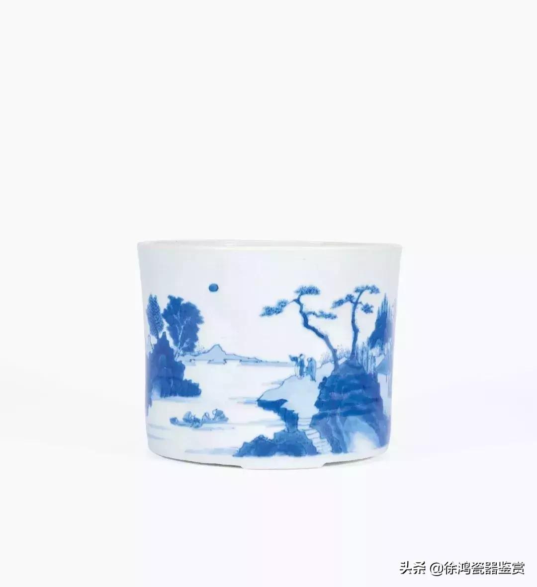 明崇祯青花山水瓷器,明崇祯鹿纹青花瓷器