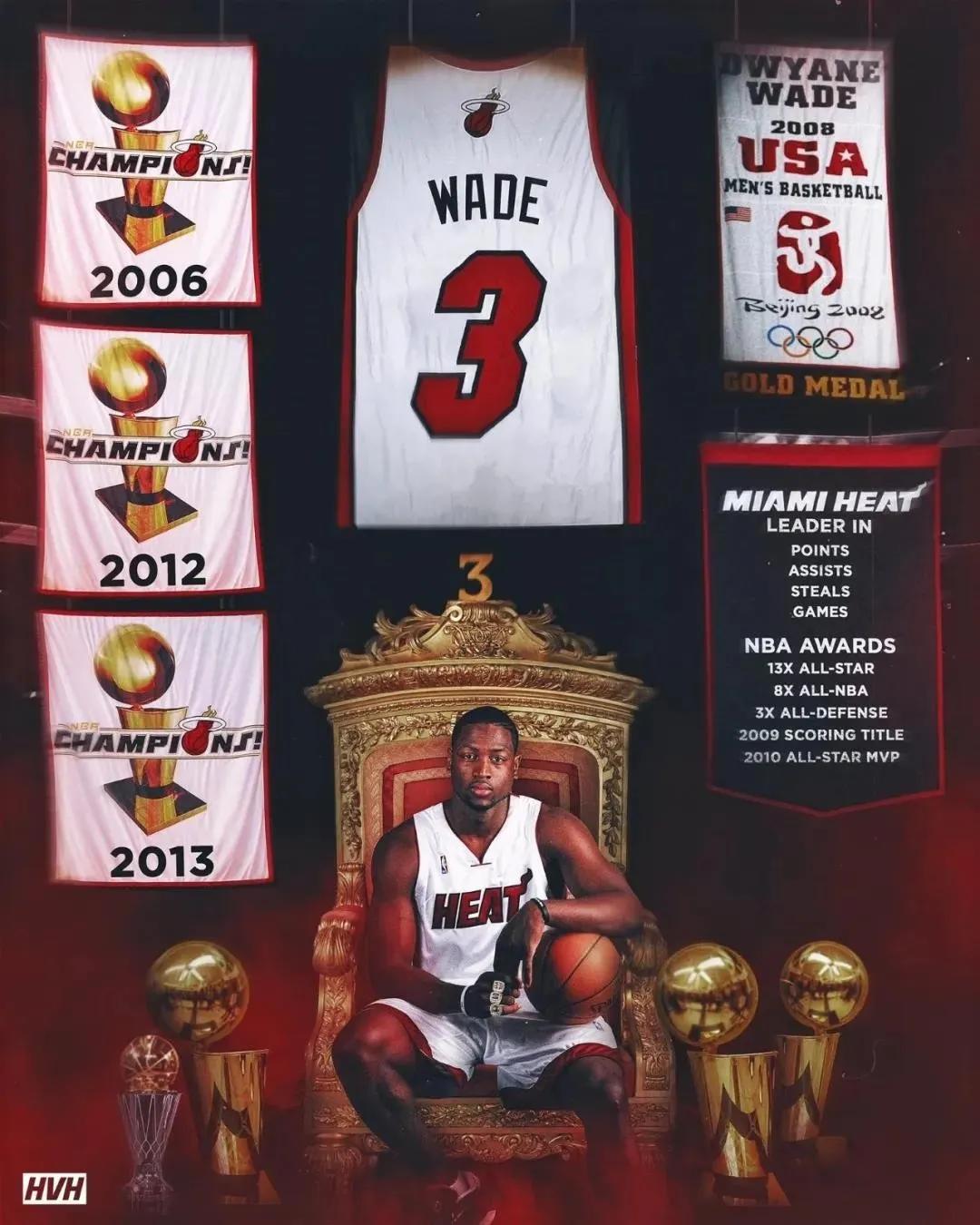 韦德退役球衣到场的巨星,韦德退役一周年闪电鲨组合