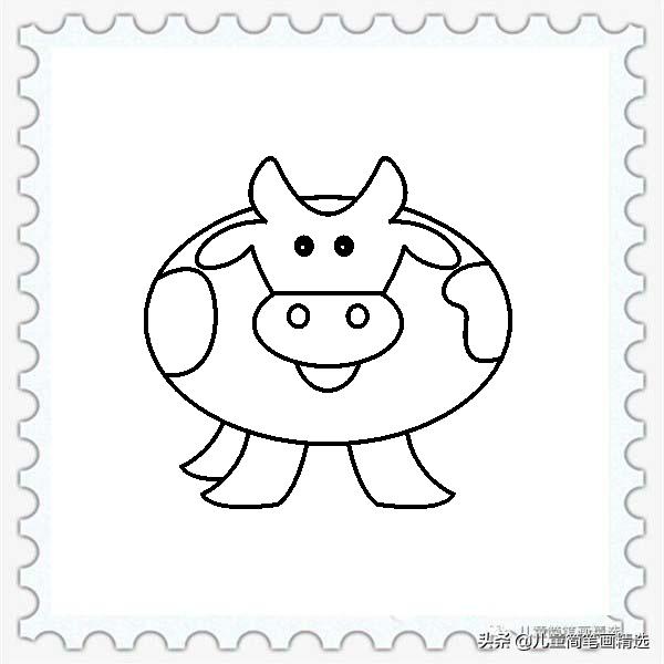 奶牛在吃草怎么画简笔画,如何画一只可爱的奶牛简笔画